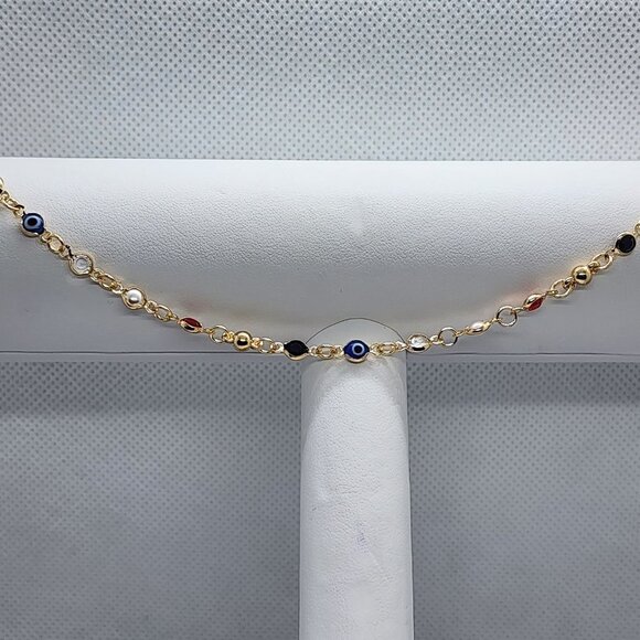 Brand New Brazilian 18k Gold Filled Blue Evil Eye w/ multi colors Anklet - Picture 4 of 4